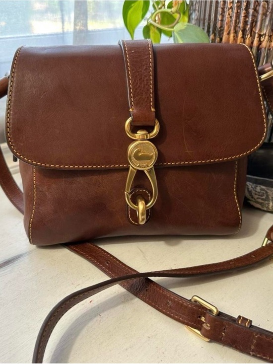 Dooney & Bourke Handbags - Florentine Leather Dooney & Bourke Patina Brown Crossbody Bag with Gold Hardware